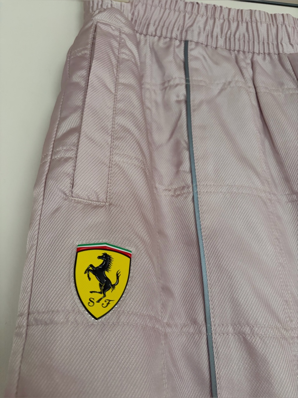 PUMA Scuderia Ferrari Premium Woven Pants Light Pink Wide-Leg - Picture 12 of 16